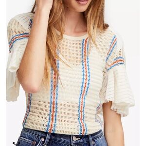 Free People Babes Only Open-Knit Top sz Large